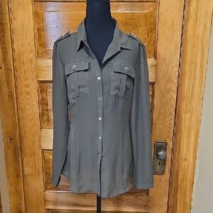 Ali & Kris Green Long Sleeve Button Down Shirt L